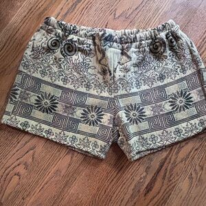Handmaid up cycled one of a kind vintage curtain shorts